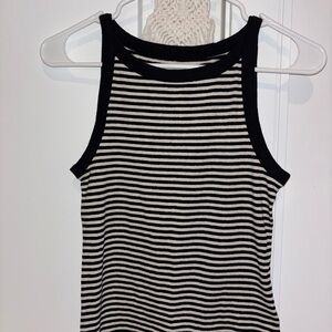 J. Crew Black and White Striped Tank Top